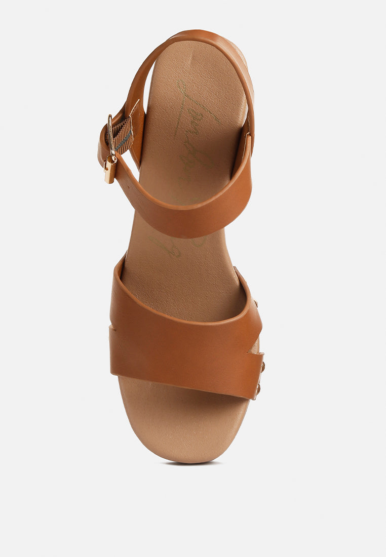 campbell faux leather textured block heel sandals#color_tan