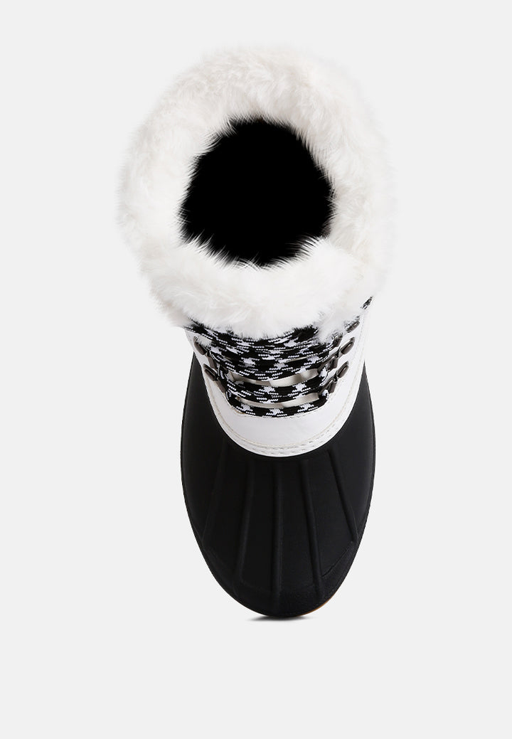 capucine fur collar contrasting lug sole boots#color_white