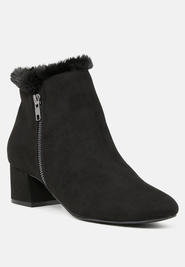 carla round toe zipper ankle boots#color_black