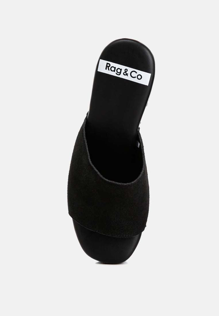 suede high block heel clogs by ruw#color_black