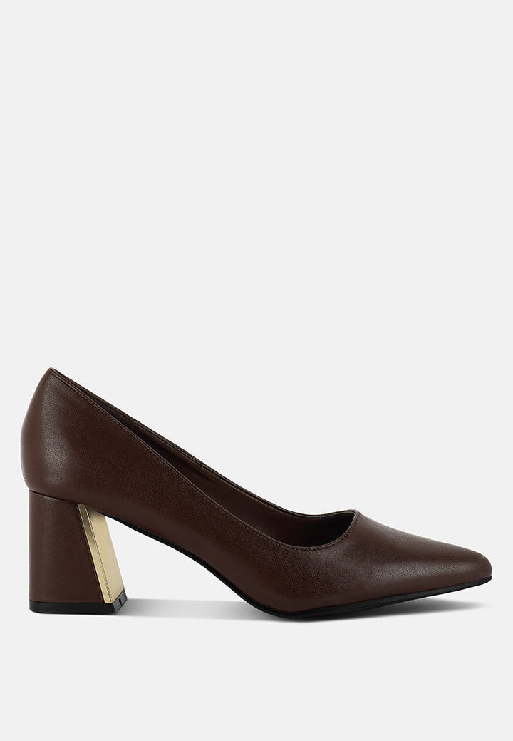 casey metallic detail block heel pumps by rag#color_brown