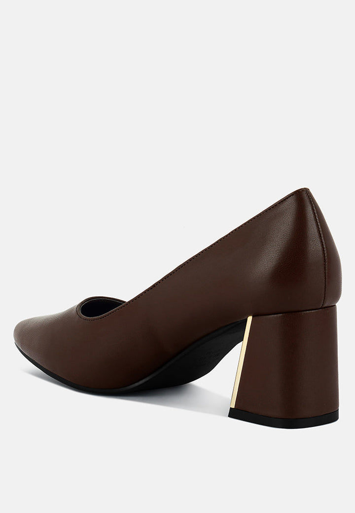 casey metallic detail block heel pumps by rag#color_brown