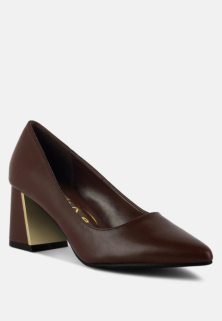 casey metallic detail block heel pumps by rag#color_brown