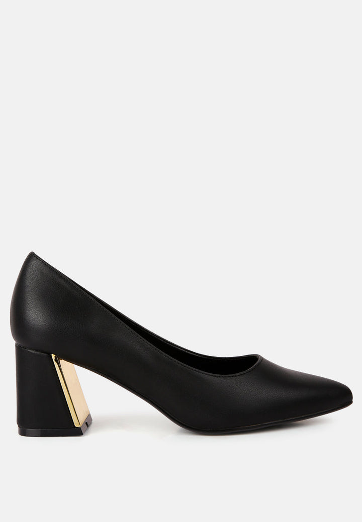 casey metallic detail block heel pumps by rag#color_black