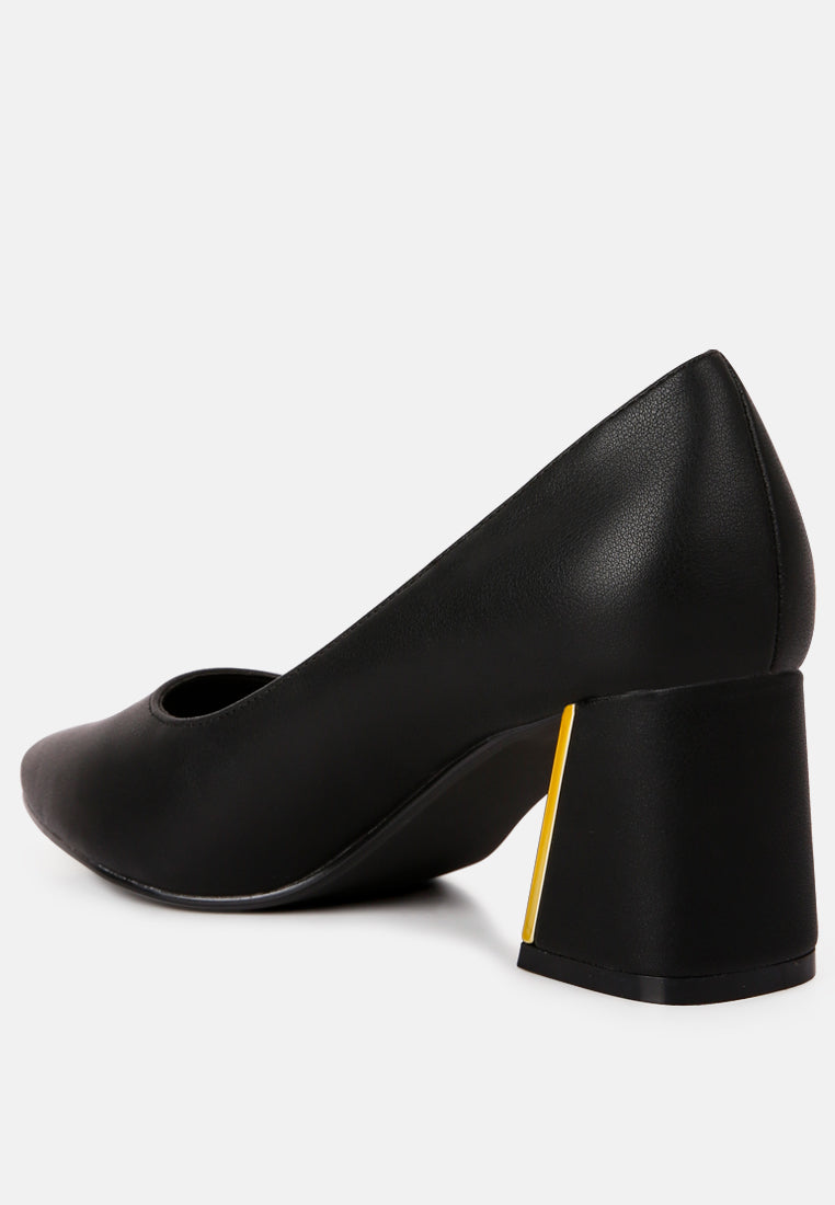 casey metallic detail block heel pumps by rag#color_black