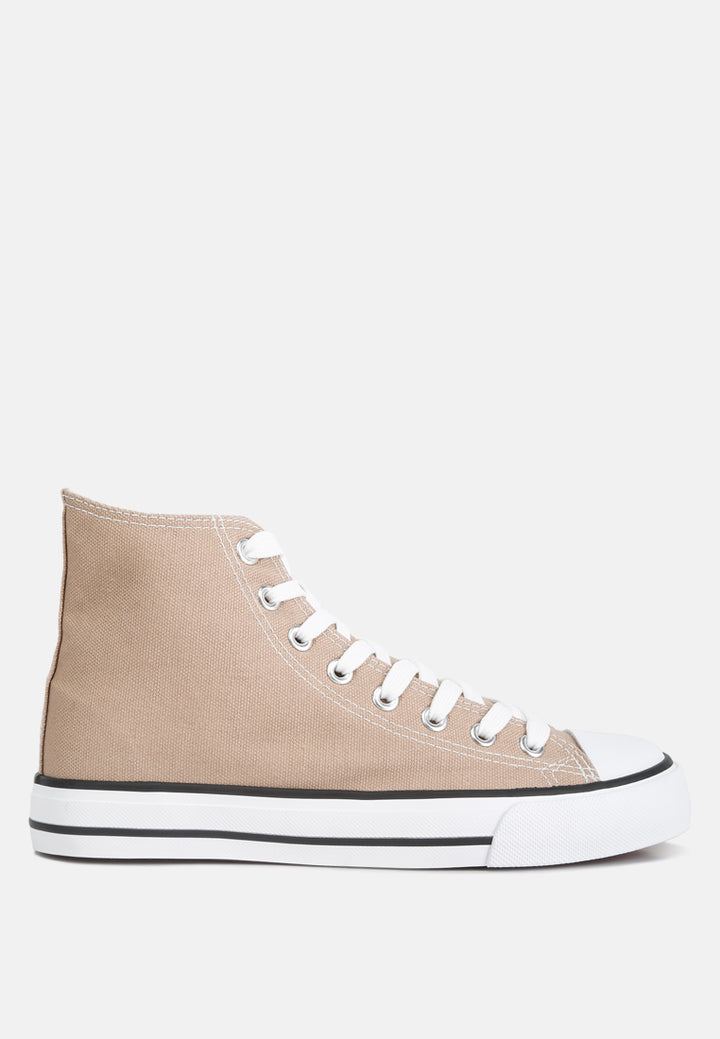 High Top Basketball Canvas Sneakers#color_beige
