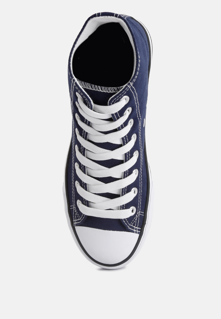 High Top Basketball Canvas Sneakers#color_navy