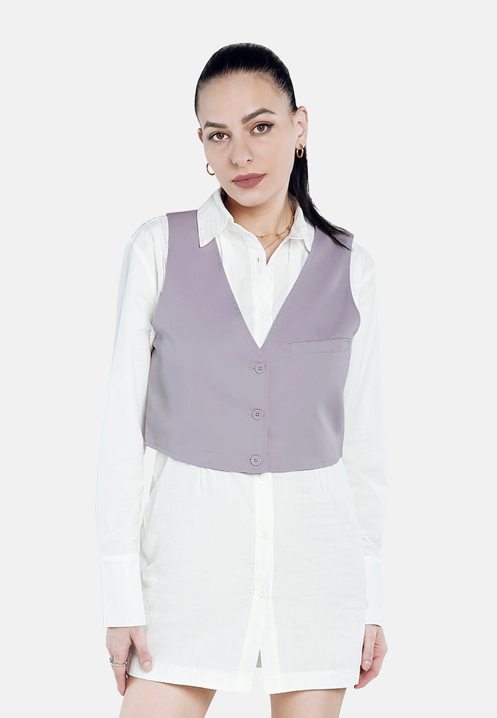 casual button down vest#color_purple