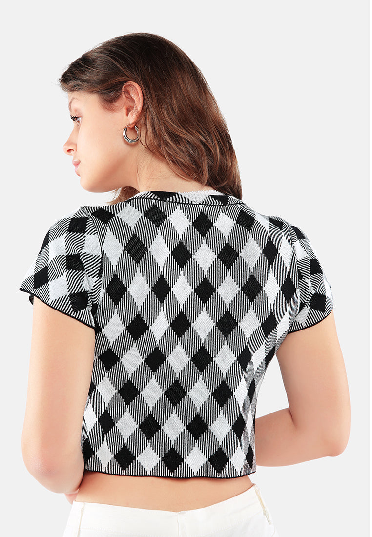 casual checkered crop top#color_black
