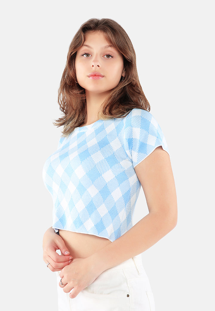 casual checkered crop top#color_light-blue