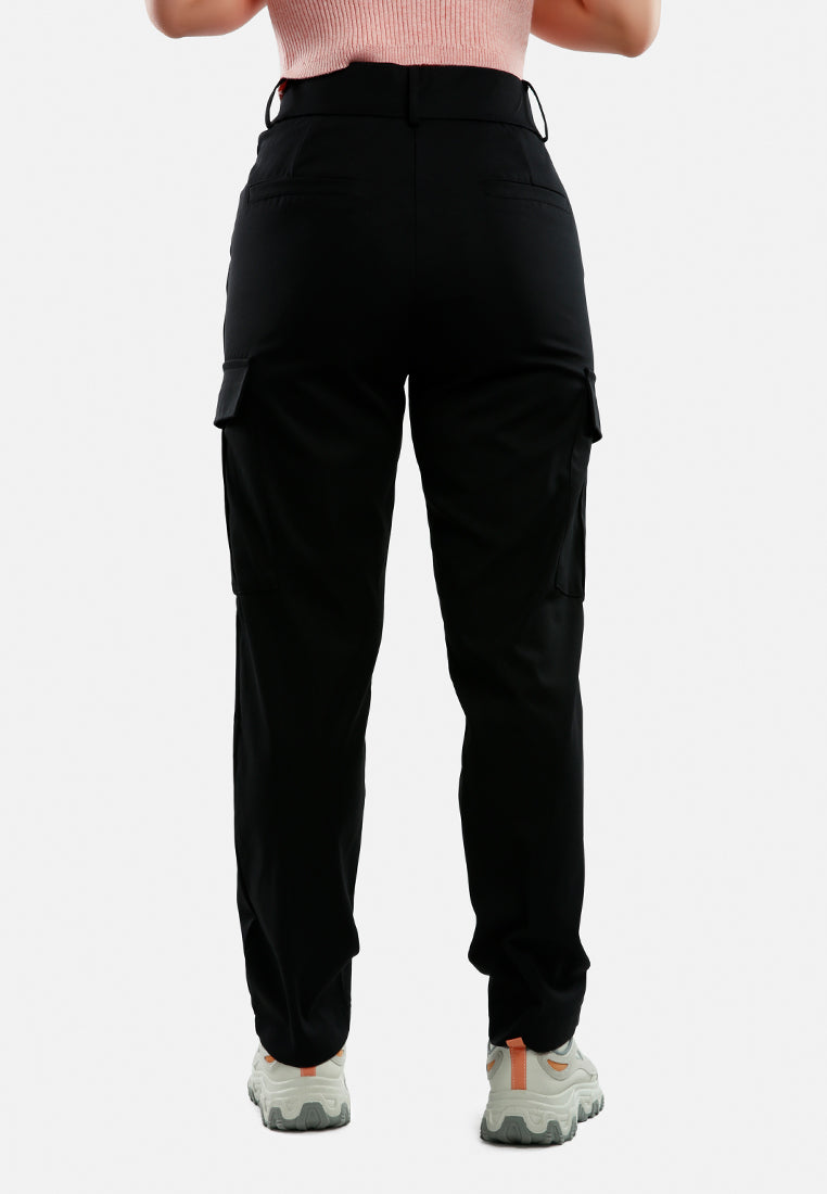 casual high waist straight pants#color_black