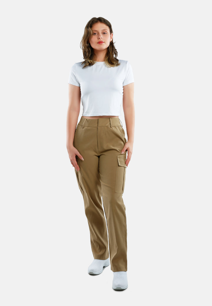 casual high waist straight pants#color_khaki