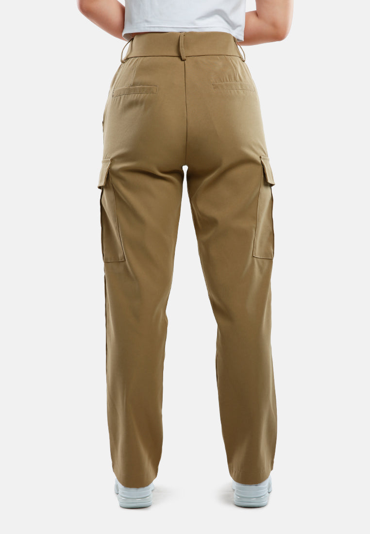 casual high waist straight pants#color_khaki