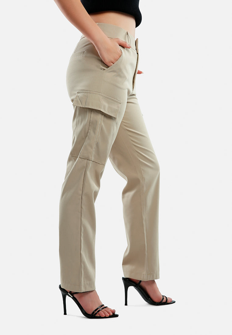 casual high waist straight pants by ruw#color_beige