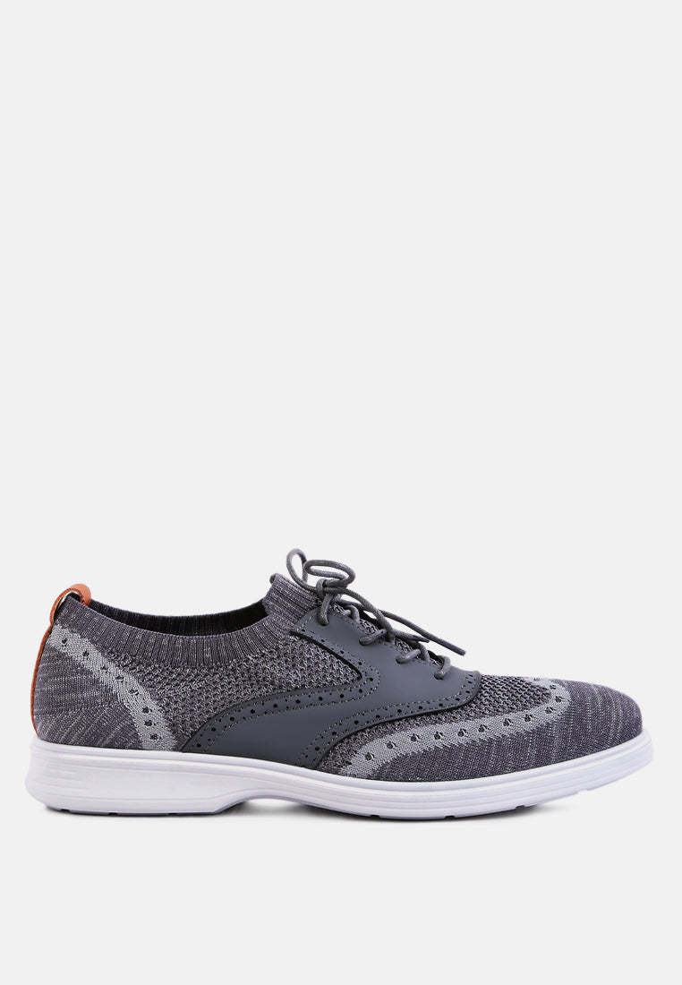 casual knitted brogue sneakers#color_grey