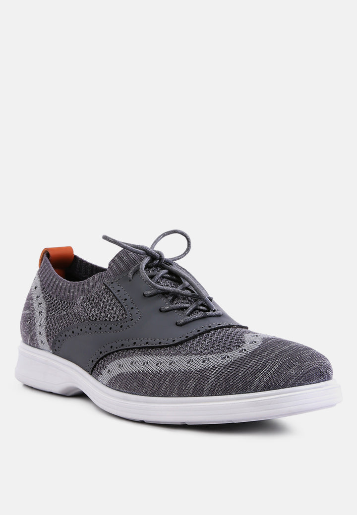 casual knitted brogue sneakers#color_grey