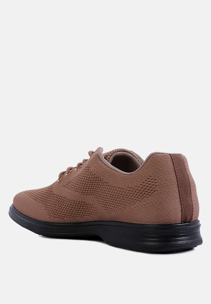 casual knitted walking shoes#color_brown