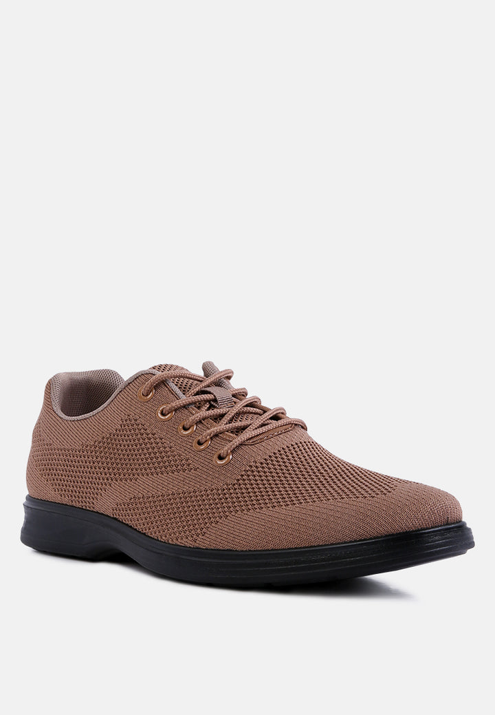 casual knitted walking shoes#color_brown
