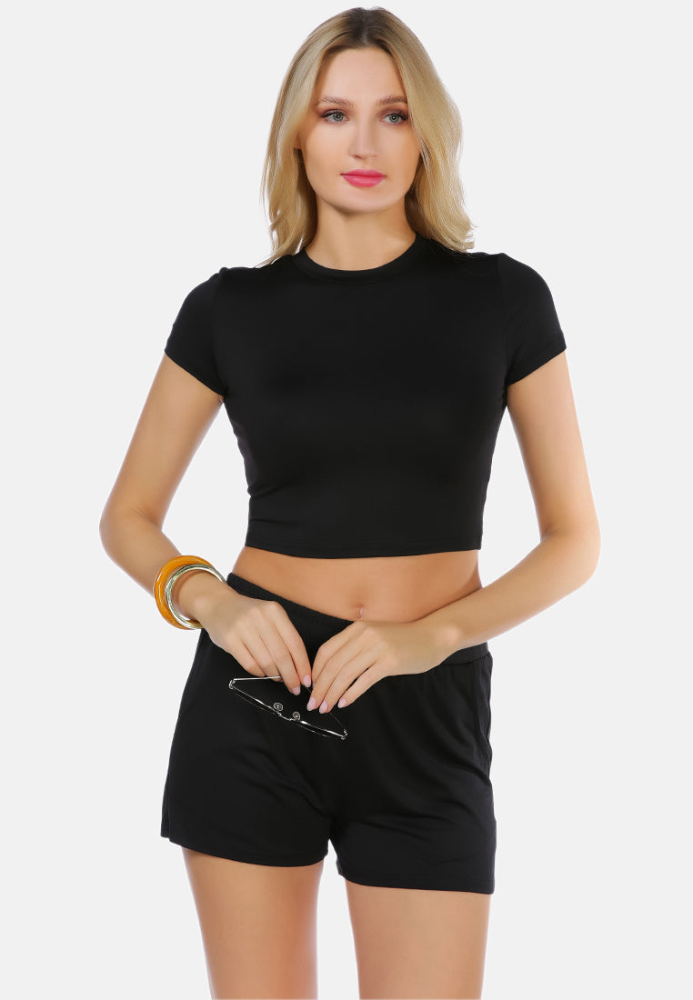 casual line crew neck solid top by ruw#color_black