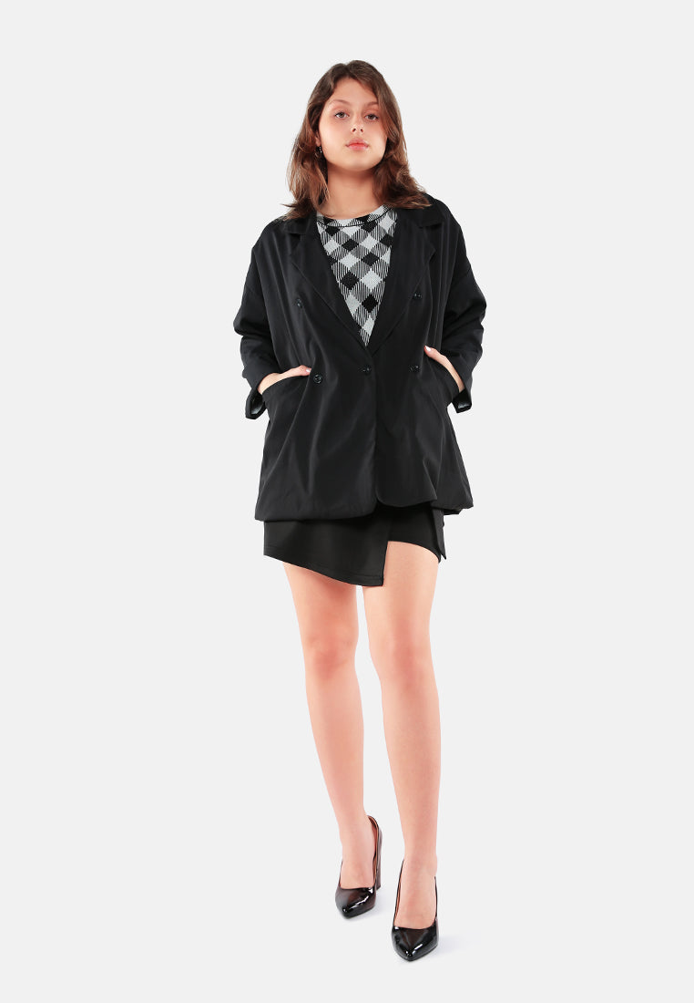 casual oversized double breasted jacket#color_black