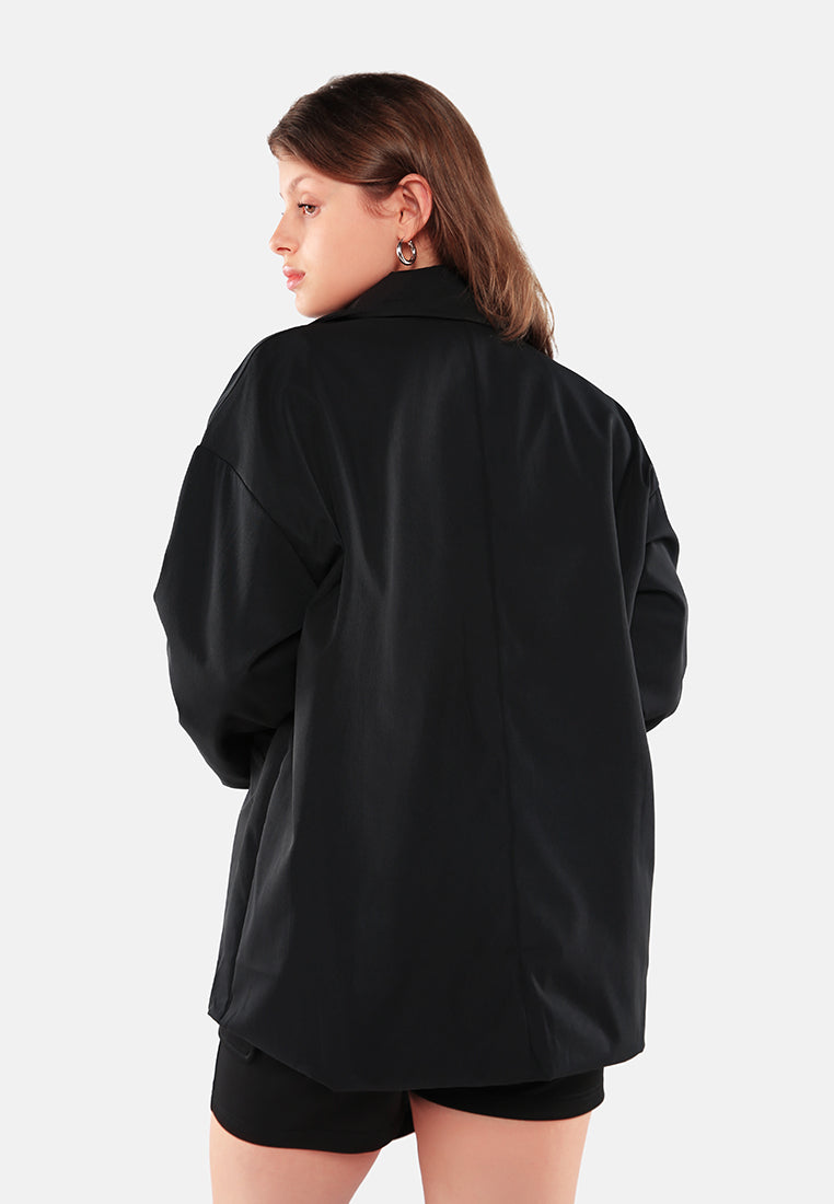 casual oversized double breasted jacket#color_black