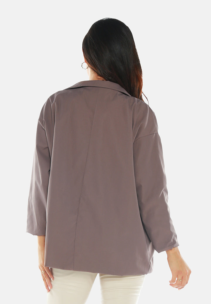 casual oversized double breasted jacket#color_brown