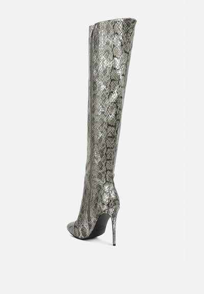catalina snake print stiletto knee boots#color_grey