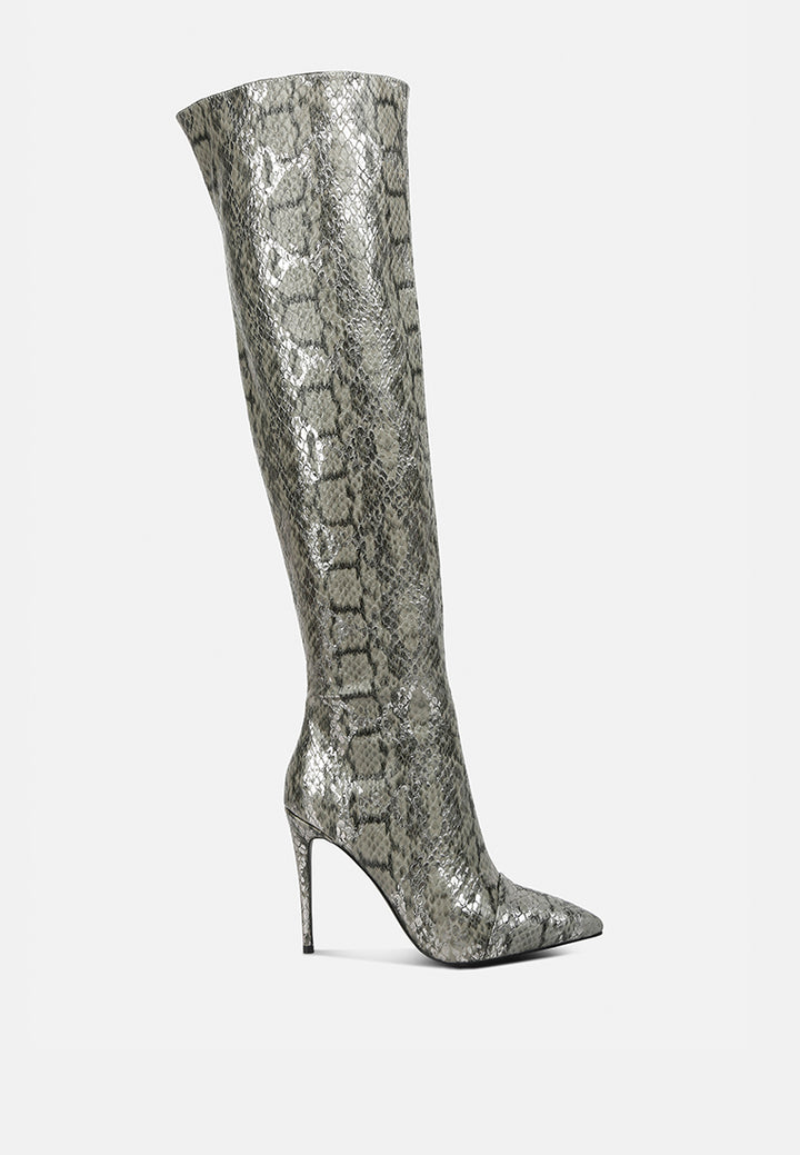 catalina snake print stiletto knee boots#color_grey