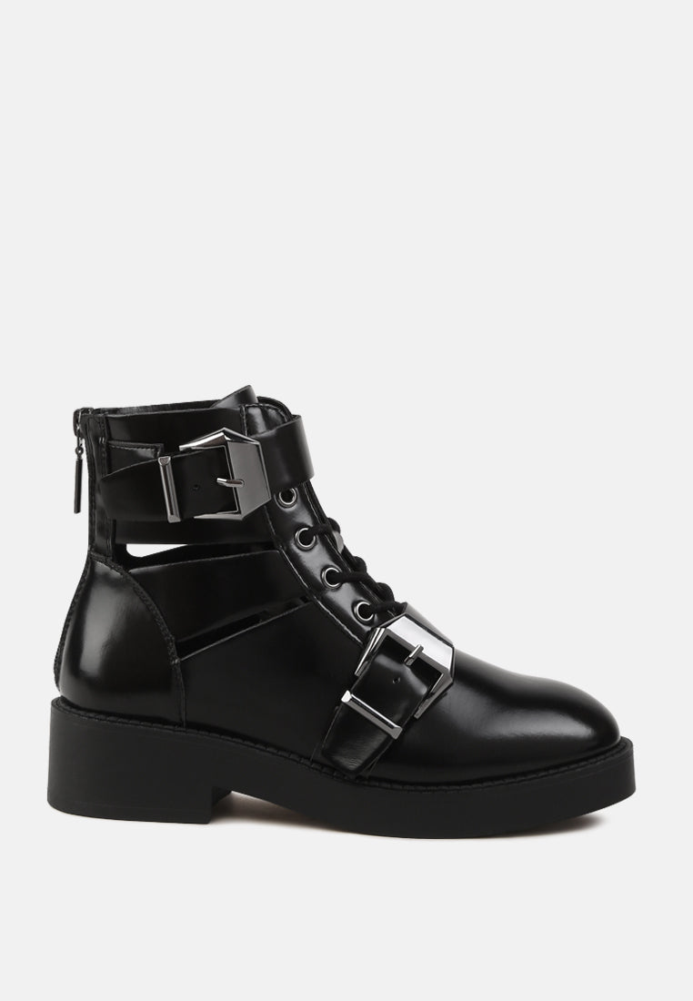 cayla combat boots with adjustable buckle#color_black