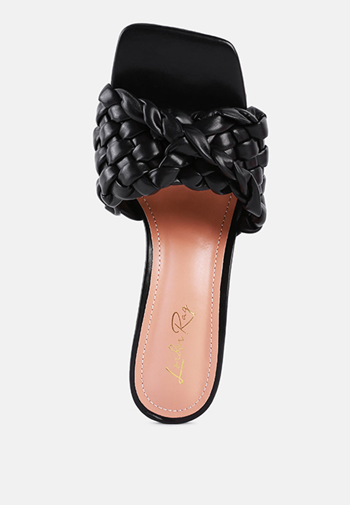 celie woven strap mid heel sandals#color_black