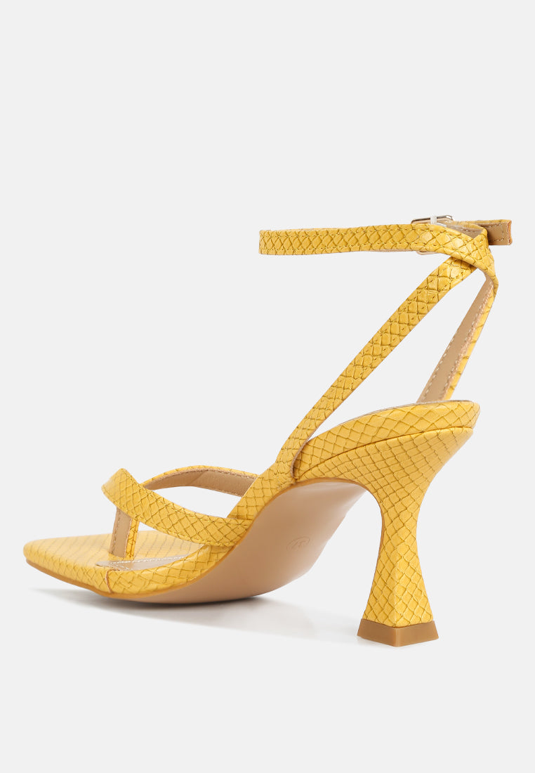 celty ankle strap spool heel thong sandals#color_yellow
