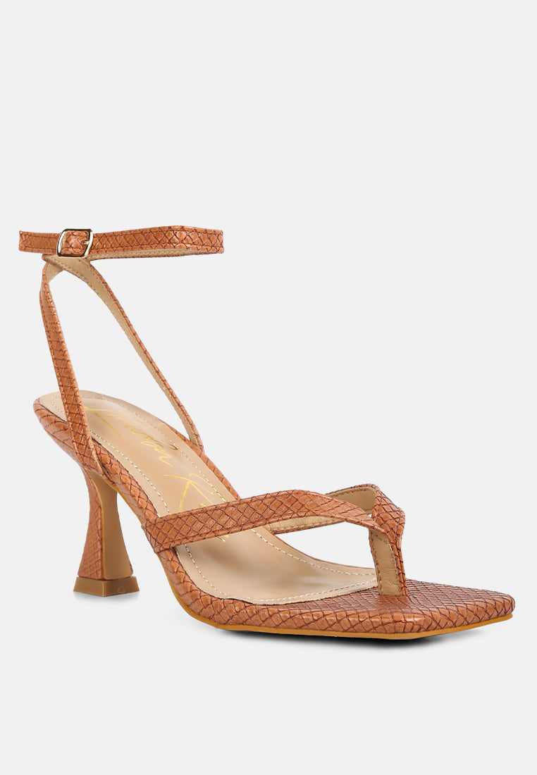 celty ankle strap spool heel thong sandals#color_tan