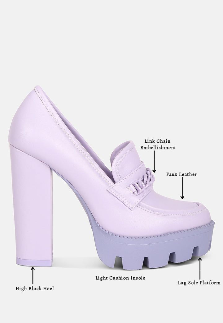 chain embellished chunky loafers#color_lilac