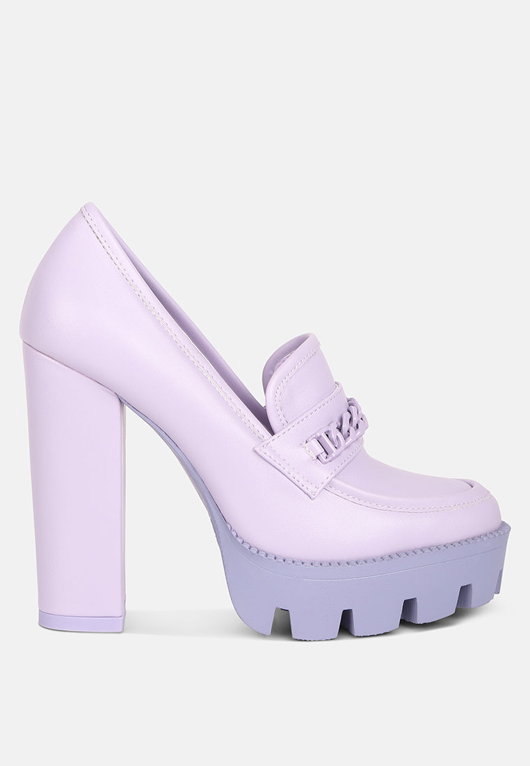 chain embellished chunky loafers#color_lilac