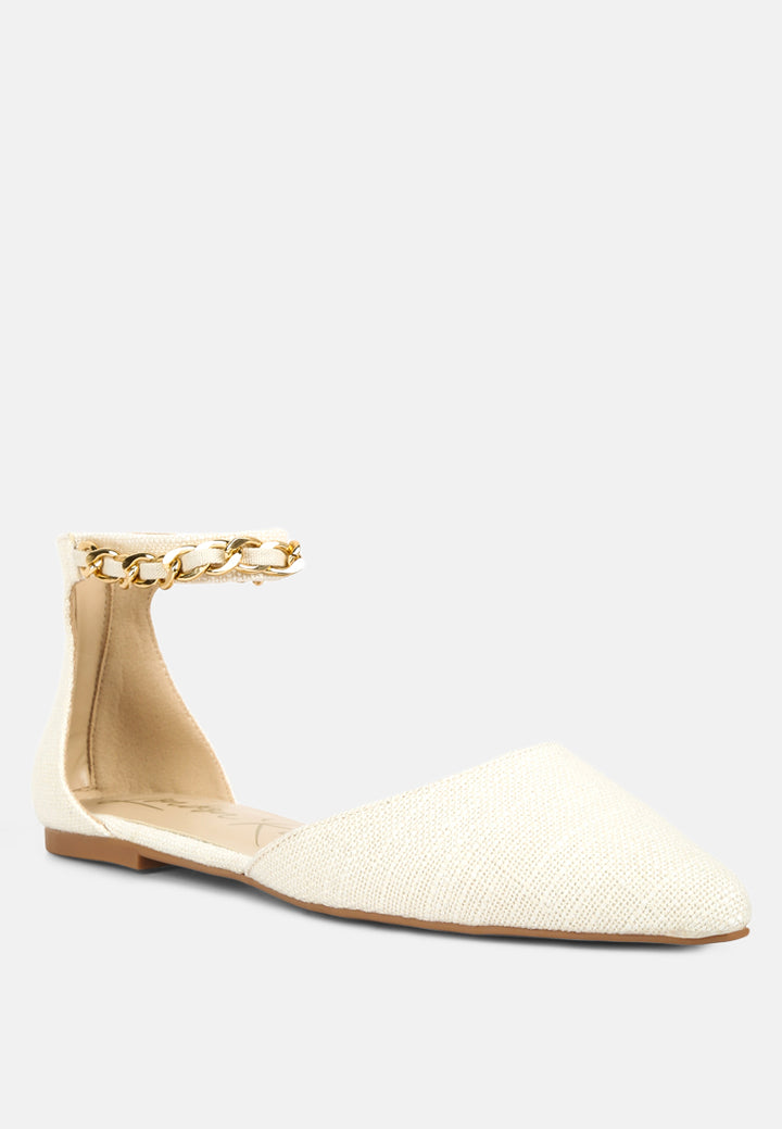 buqisi chain embellished flat sandals by ruw#color_off-white