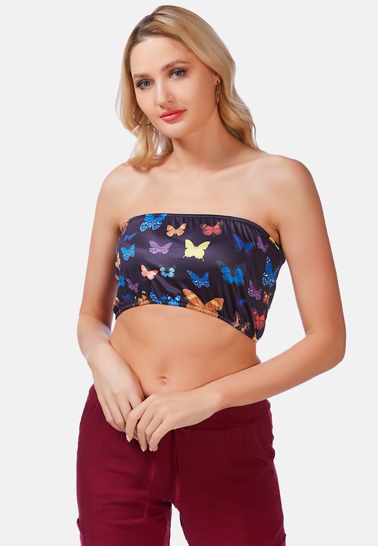chasing butterflies tube top#color_black