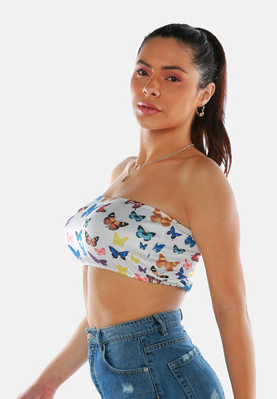 chasing butterflies tube top#color_white