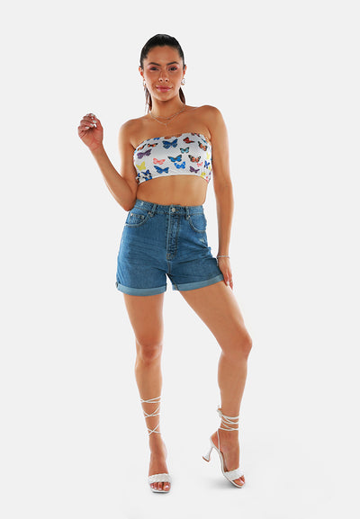 chasing butterflies tube top#color_white