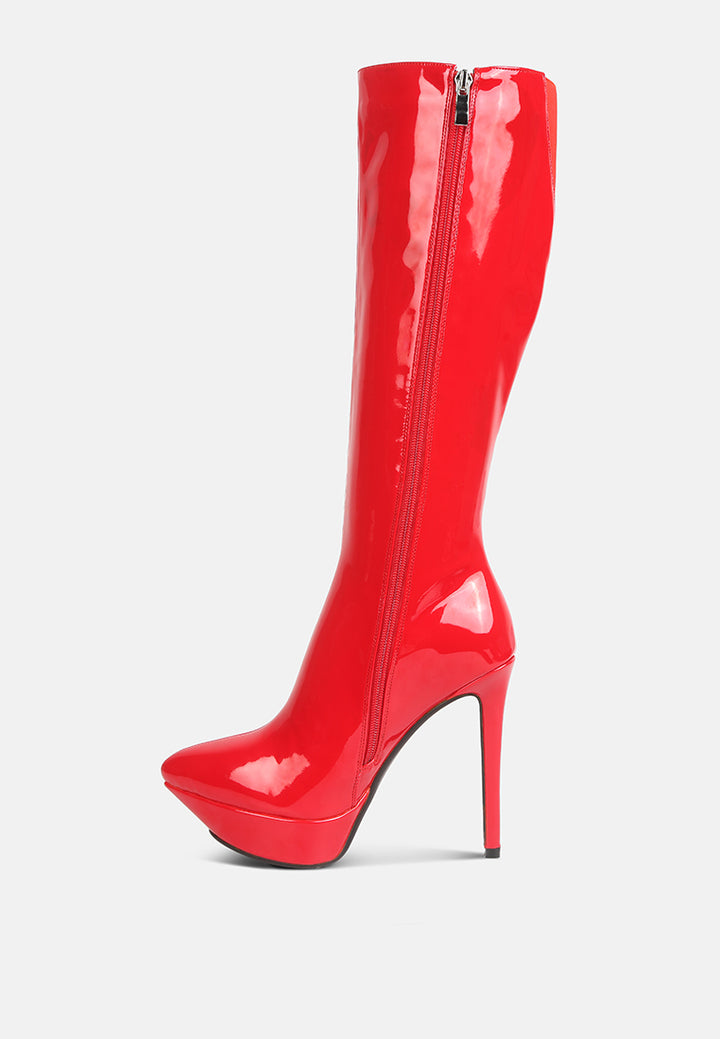 chatton patent stiletto high heeled calf boots by ruw#color_red