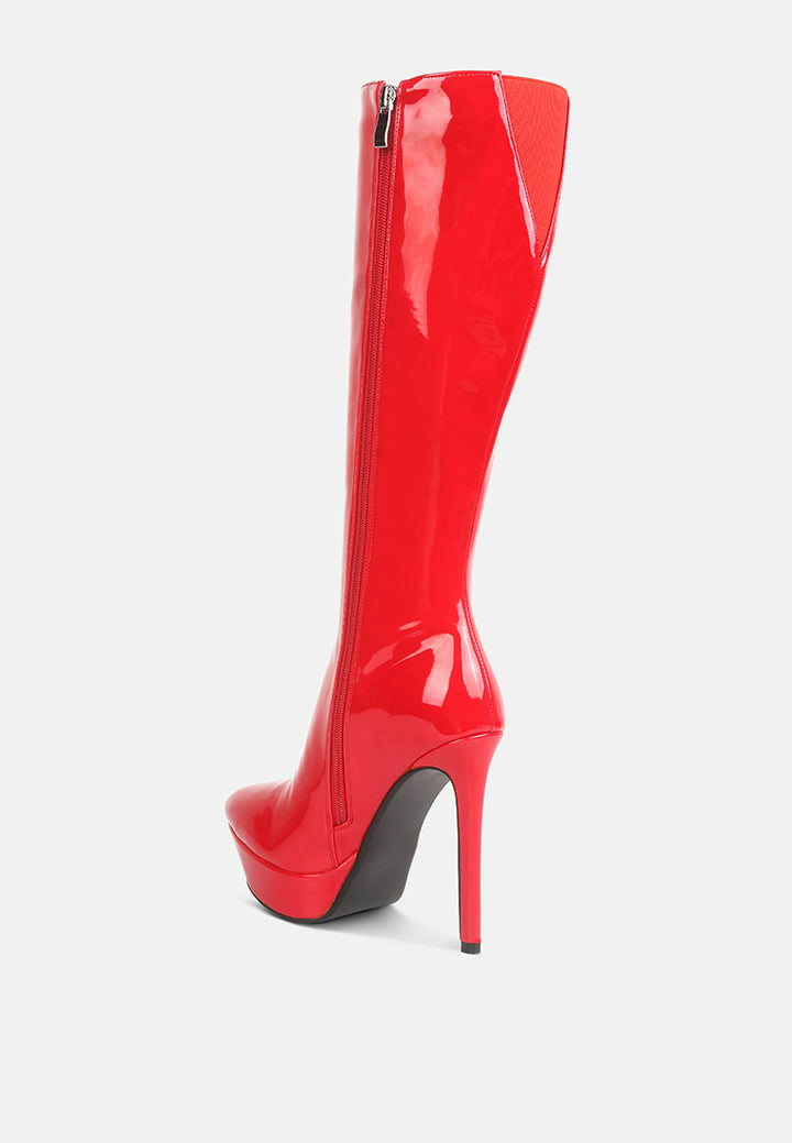 chatton patent stiletto high heeled calf boots by ruw#color_red