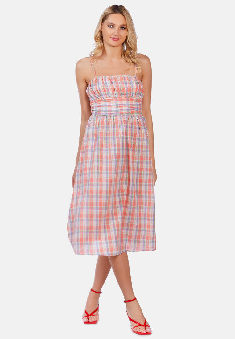 checkered midi dress slip dress by ruw#color_pink