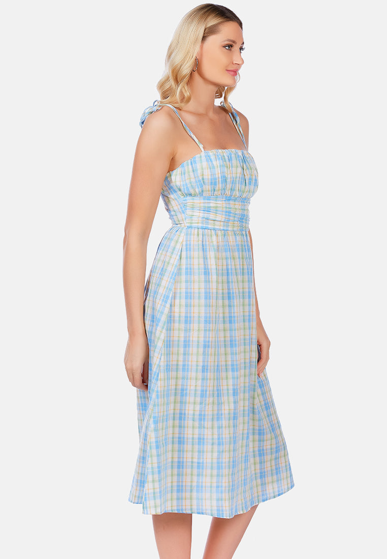 checkered midi dress slip dress#color_blue