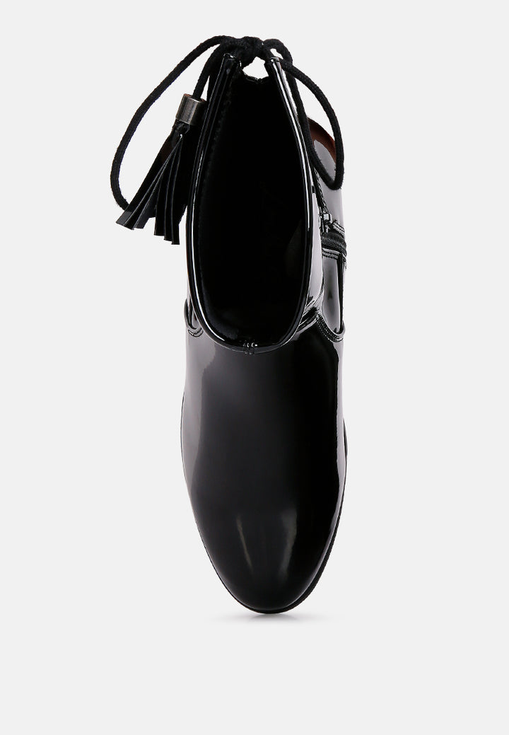 cheer leader tassels detail ankle boots#color_black