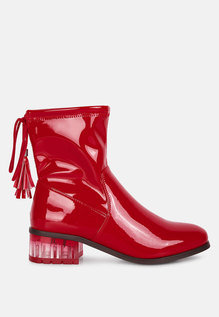 cheer leader tassels detail ankle boots#color_red