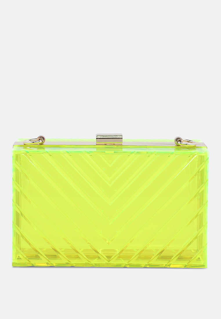 chevron pattern clear clutch bags#color_yellow