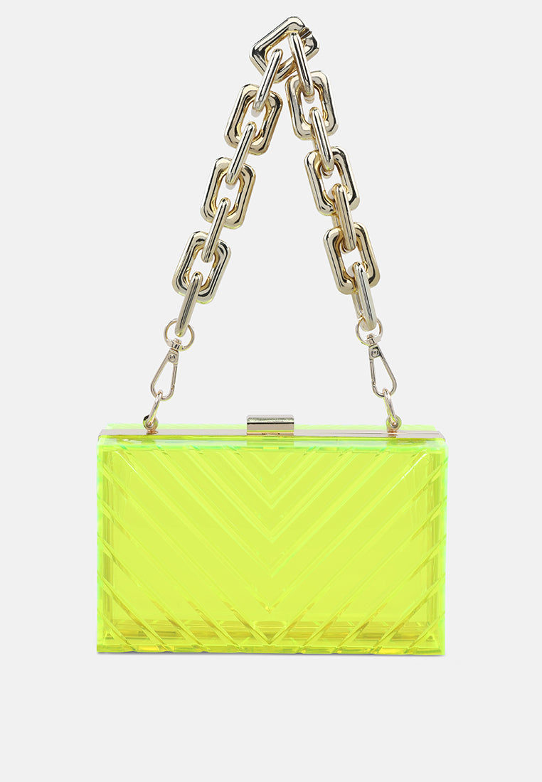 chevron pattern clear clutch bags#color_yellow
