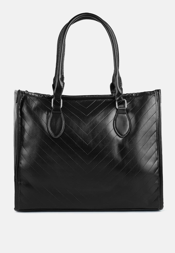 chevron pattern tote bag#color_black