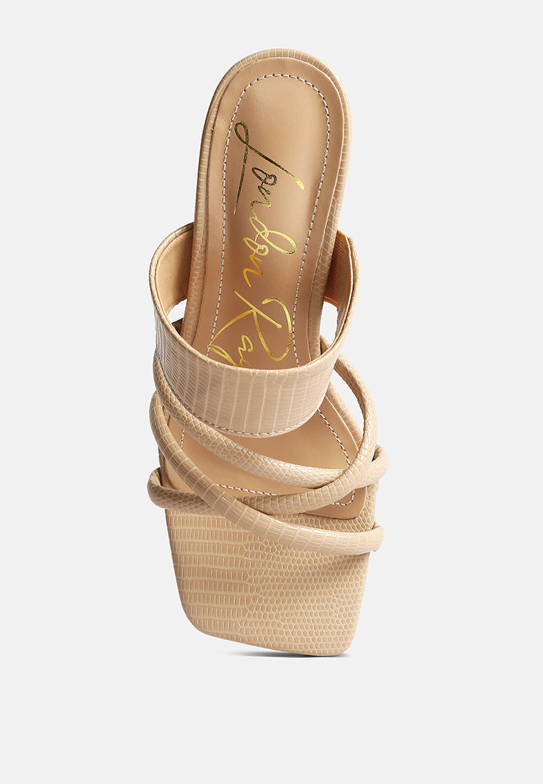 chiri criss cross strap spool heel sandals#color_tan