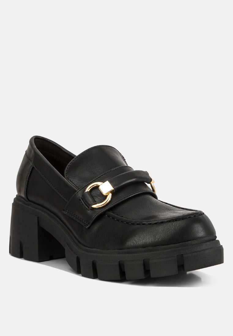 chunky platform loafers by rag#color_black