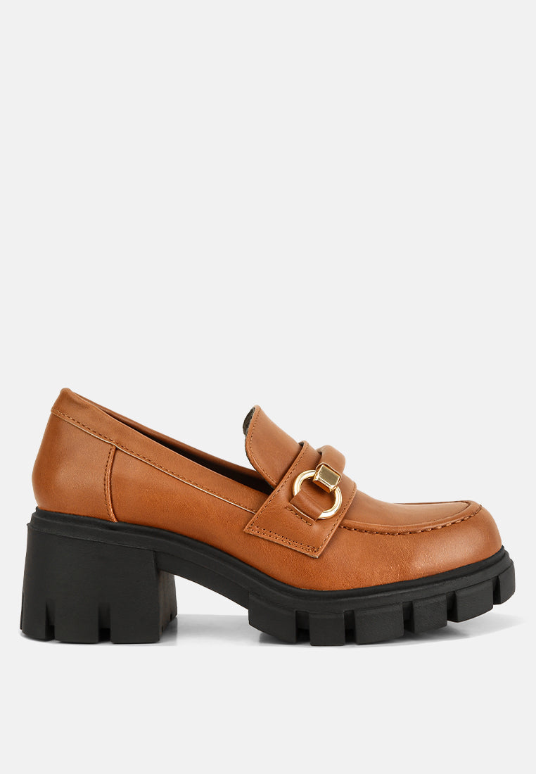 chunky platform loafers by rag#color_tan